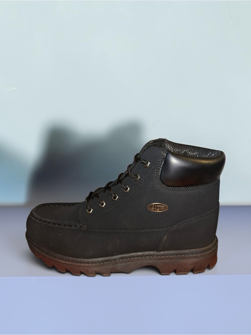 Lugz Men's Black Lace-Up Moc Toe Work Boot